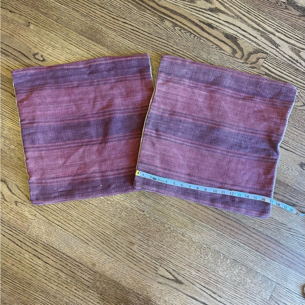Pottery Barn 17” red decorative pillow covers. Set of 2